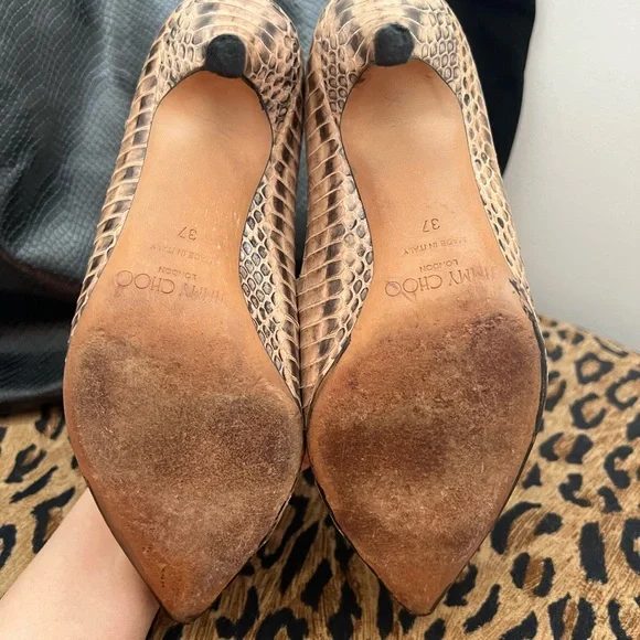 Jimmy Choo Brown Snakeskin Heels - Picture 4 of 6